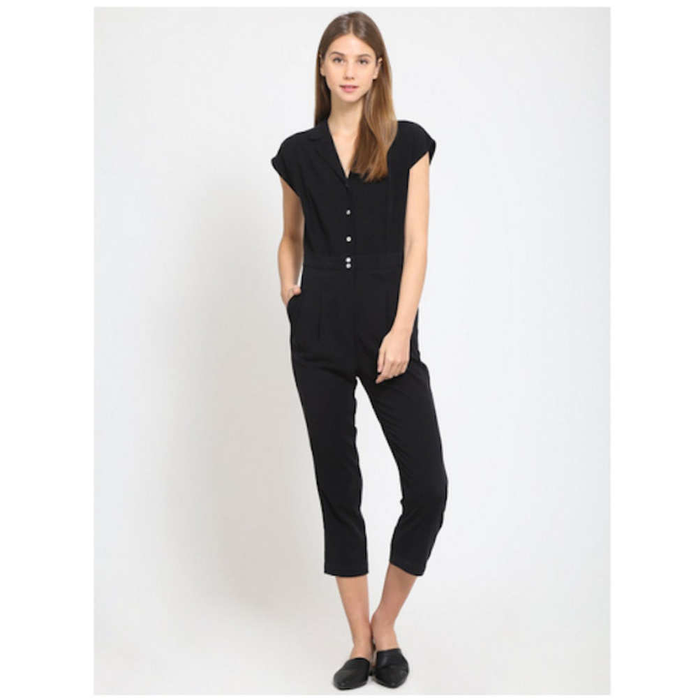 Mo:Vint  Best Seller Black Collar Detail Jumpsuit